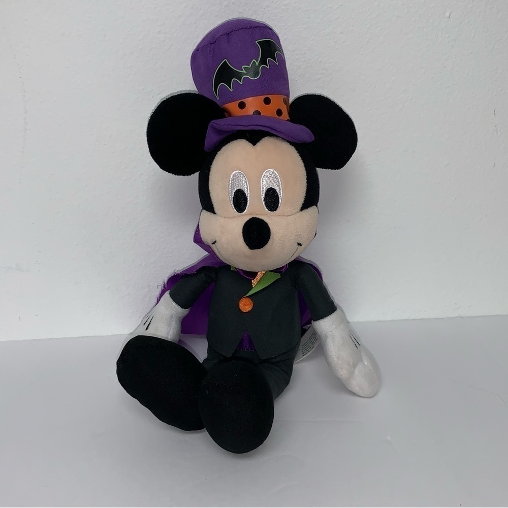 Disney Halloween Mickey Mouse Stuffed Plush Bat On Hat 12”